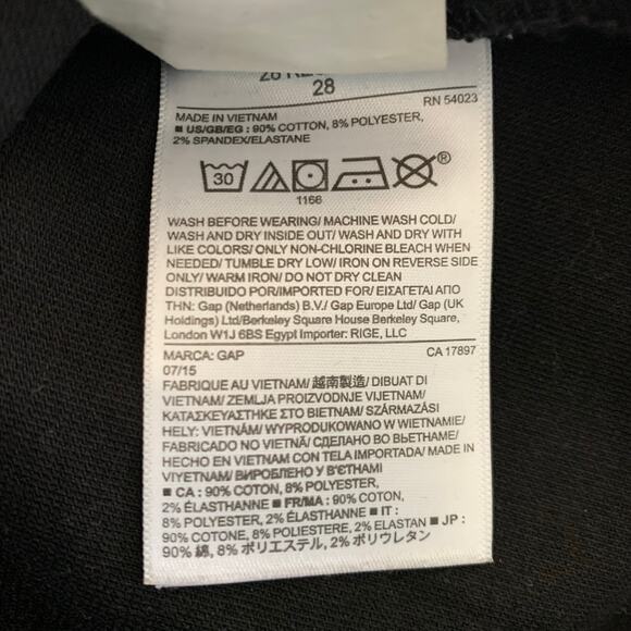 GAP Black Velvet Side Zip Leggings Regular Length Size 28R - Picture 8 of 8